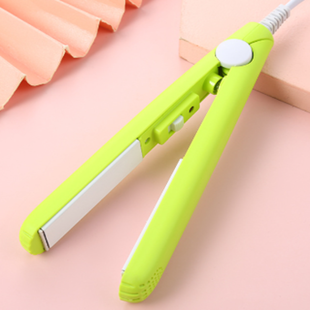 Compact Ceramic Hair Straightener & Curling Iron with 3D Floating Plates for Travel & Bangs