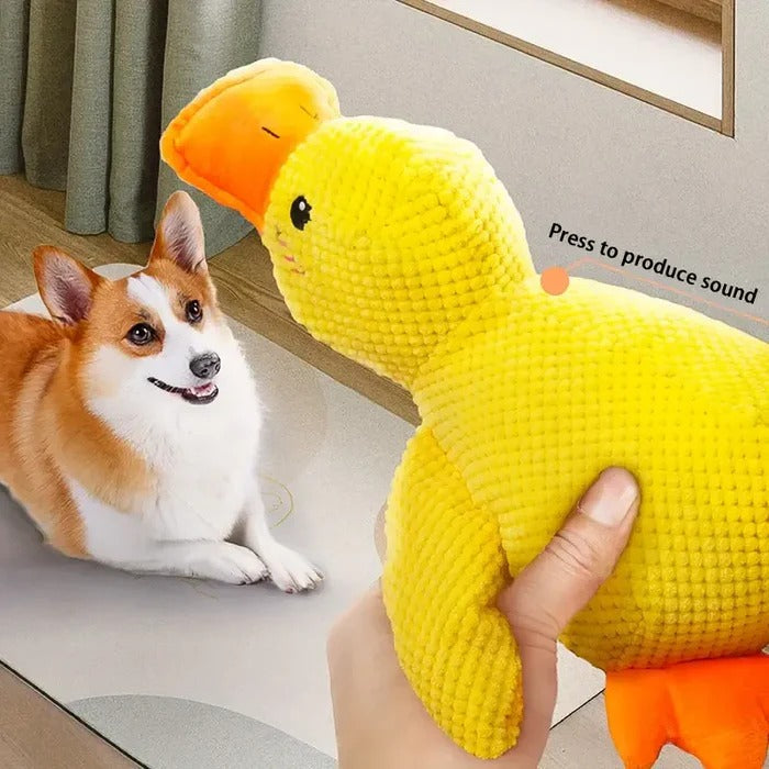 Adorable patito de peluche que grazna