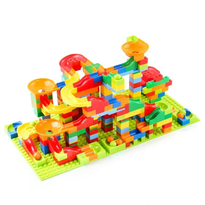 Building Block Marble Run Set for Kids Ages 3+ | STEM Construction Track Kit Develops Logic & Fine Motor Skills