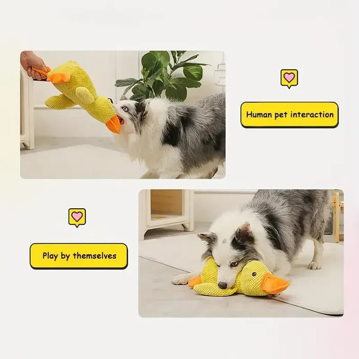 Adorable patito de peluche que grazna