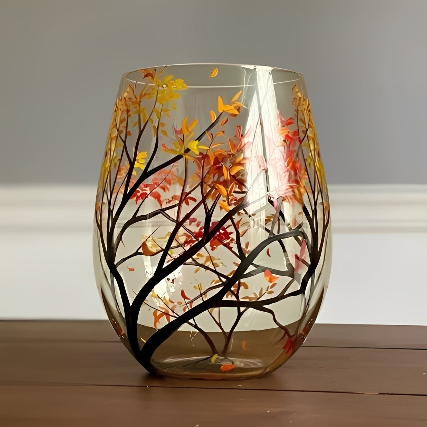 Copa de vino Árbol de las Estaciones a color 12oz