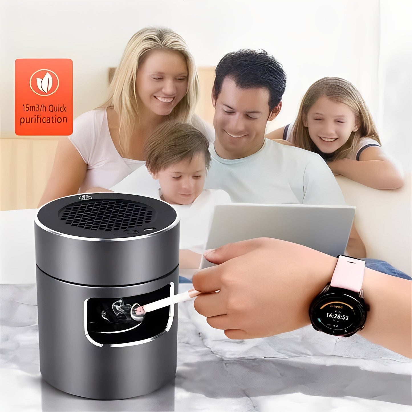 Cenicero purificador de aire portátil con carga USB