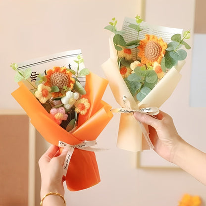 Hermoso arreglo de regalo de flores de ganchillo floral