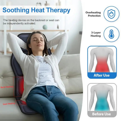 Cojín de Masaje Térmico con Vibración y Soporte Lumbar