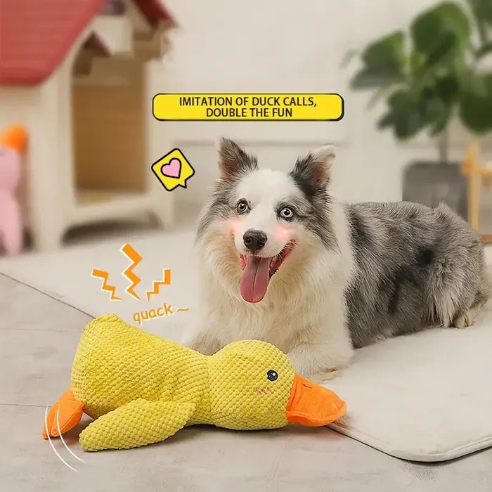 Adorable patito de peluche que grazna