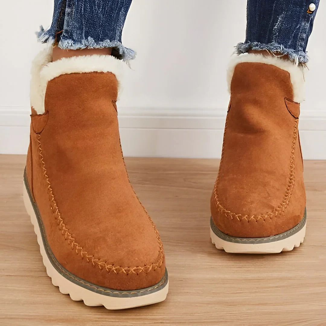 Botas de invierno de tobillo impermeables y aislantes con interior de piel sintética