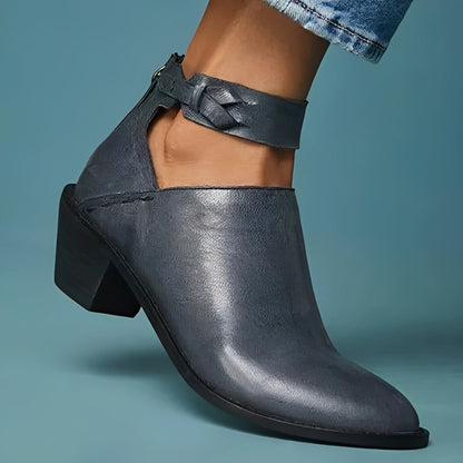 Botines de tacón bajo para mujer con tira de hebilla