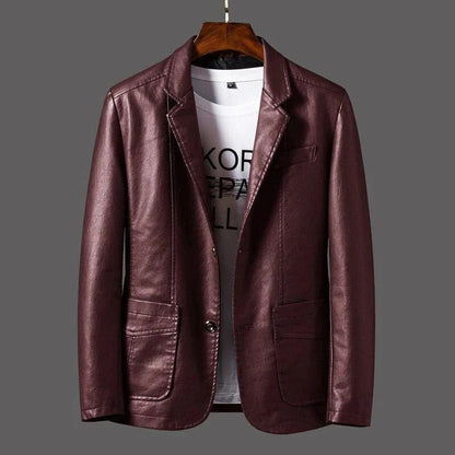 Chaqueta de cuero estilo motero vintage para hombre