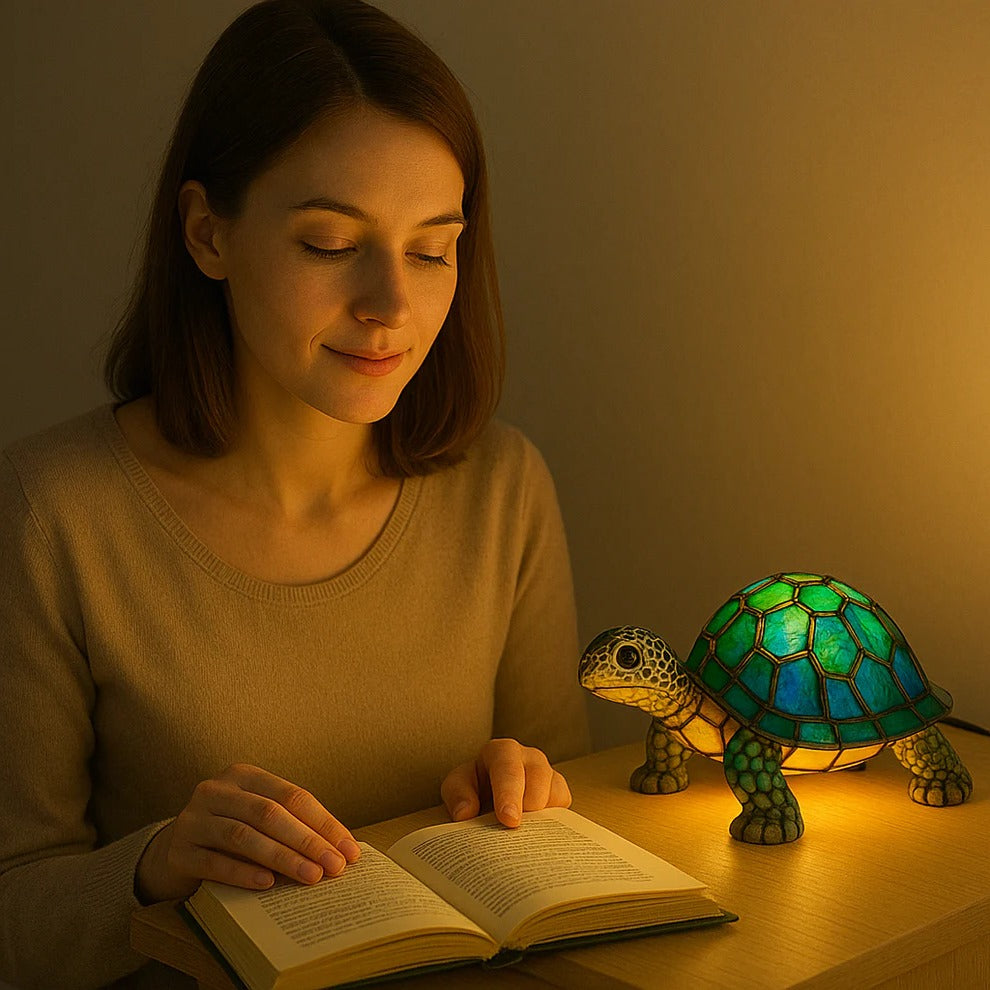 Lámpara de Escritorio Acogedora de Tortuga con Resplandor Cálido Suave