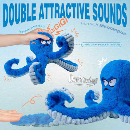 Juguete masticable de pulpo de peluche con sonido para perros