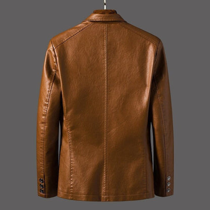 Chaqueta de cuero estilo motero vintage para hombre