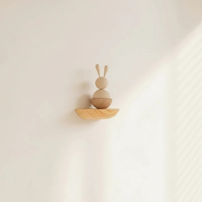 Estante de pared redondo de madera para decoración del hogar
