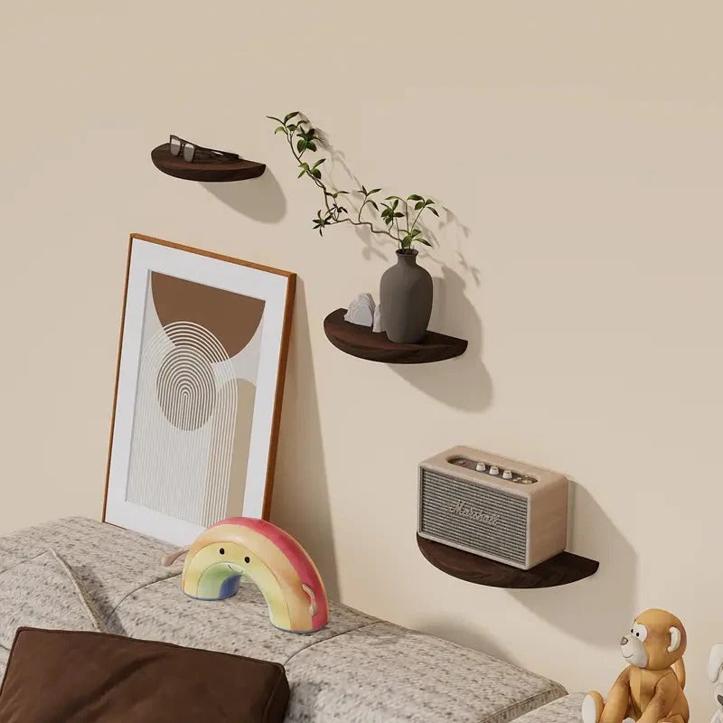 Estante de pared redondo de madera para decoración del hogar