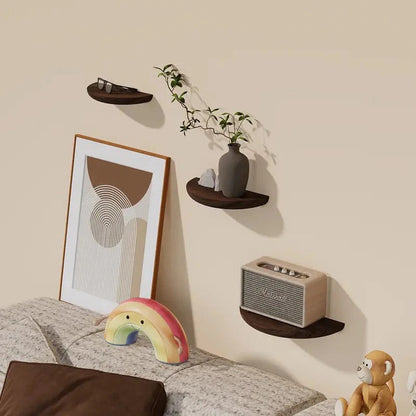 Estante de pared redondo de madera para decoración del hogar