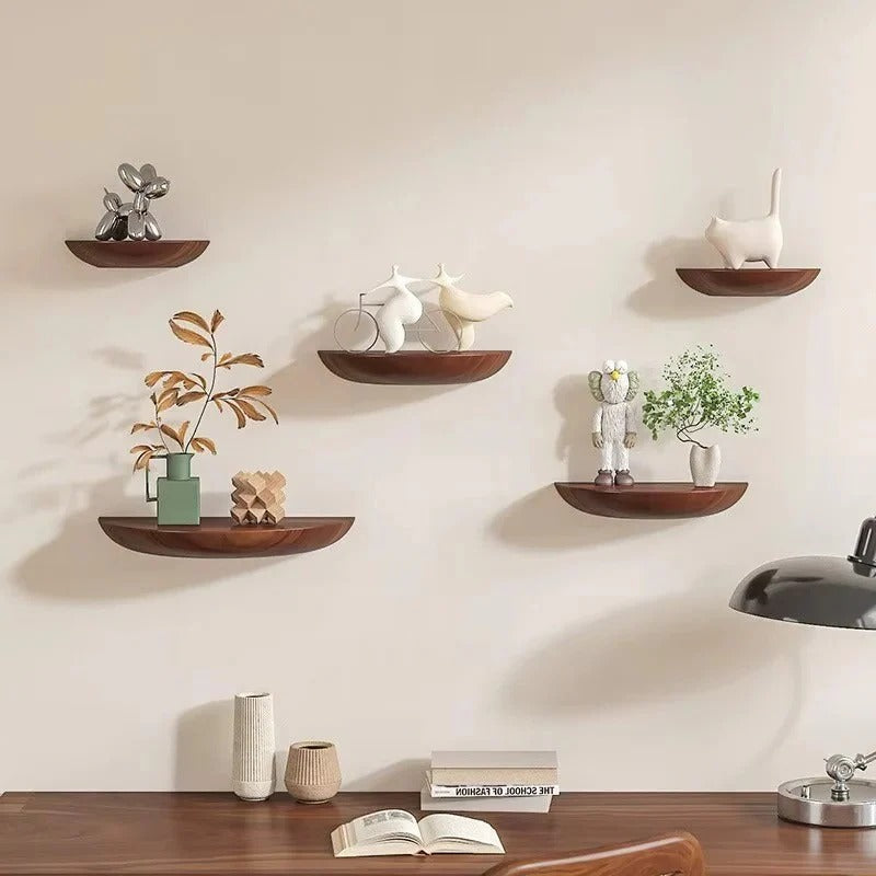 Estante de pared redondo de madera para decoración del hogar
