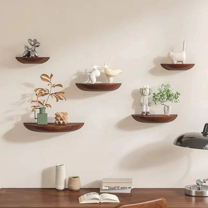 Estante de pared redondo de madera para decoración del hogar