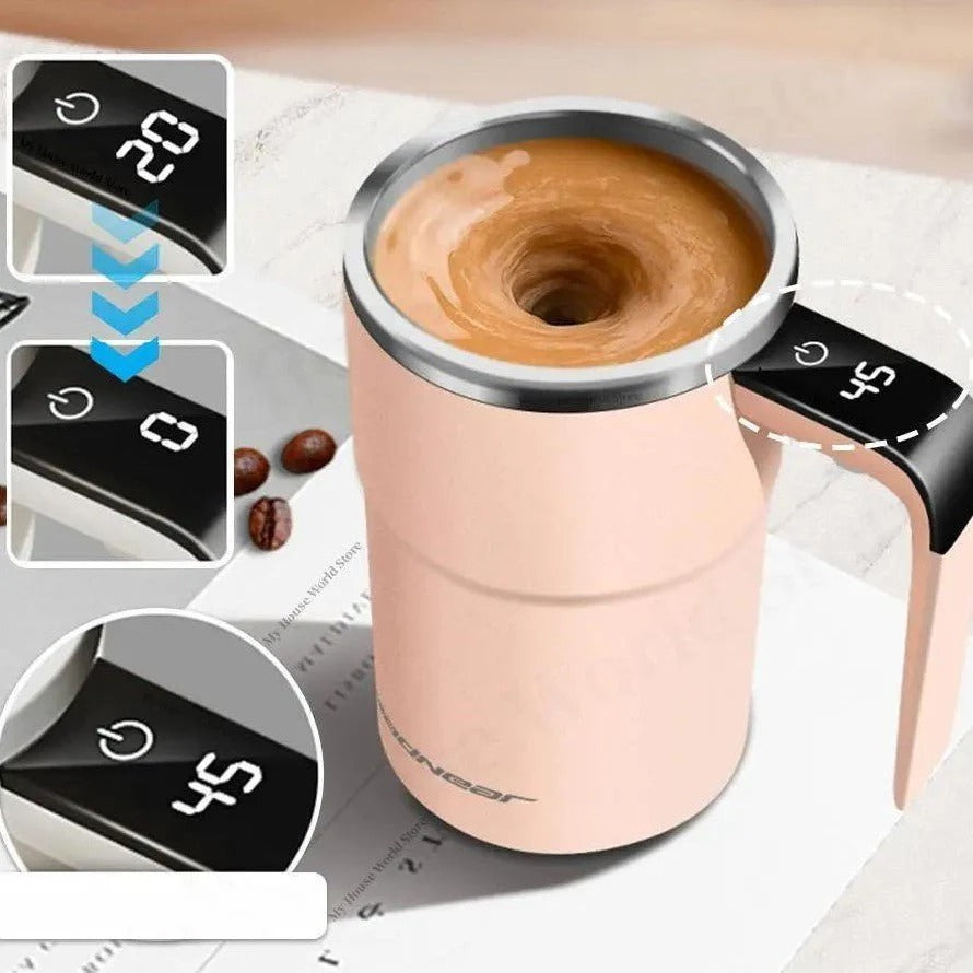 Taza de café con mezclador eléctrico automático