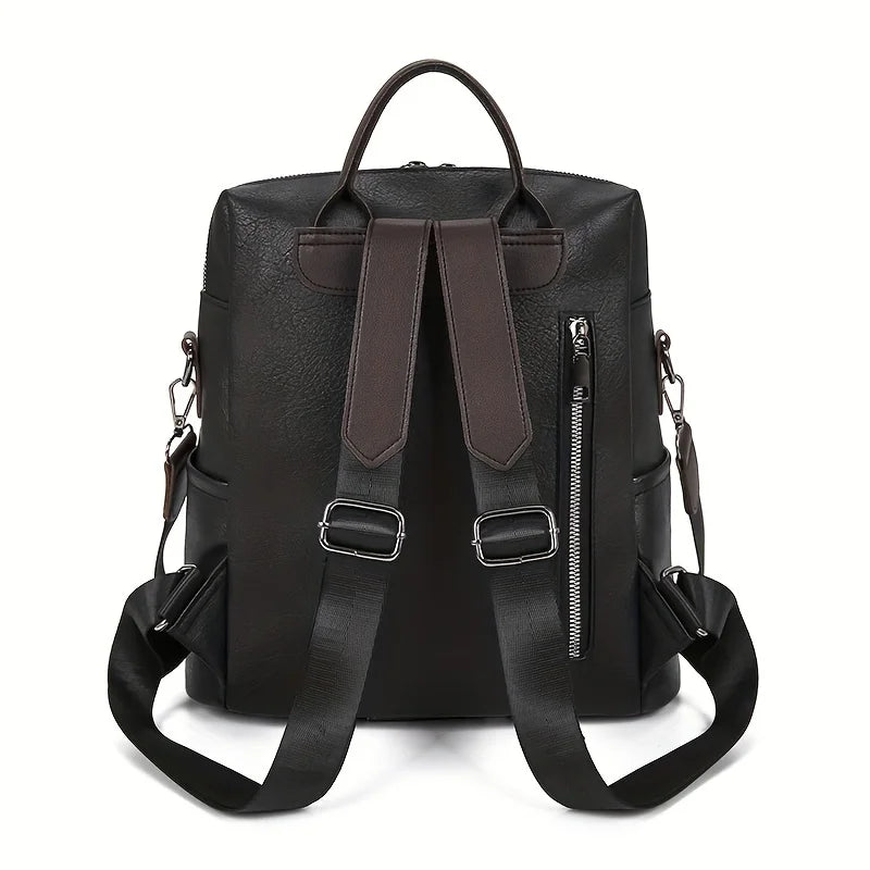 Convertible Faux Leather Backpack Purse for Women – Zip-Around Multi-Pocket Shoulder Bag Daypack for Work Travel School Everyday
