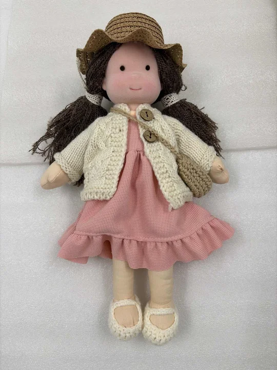 Handcrafted Waldorf Doll with Knit Outfit – Soft Natural Cotton Fabric, Eco-Friendly Washable Toy for Toddlers & Kids Age 3+, Timeless