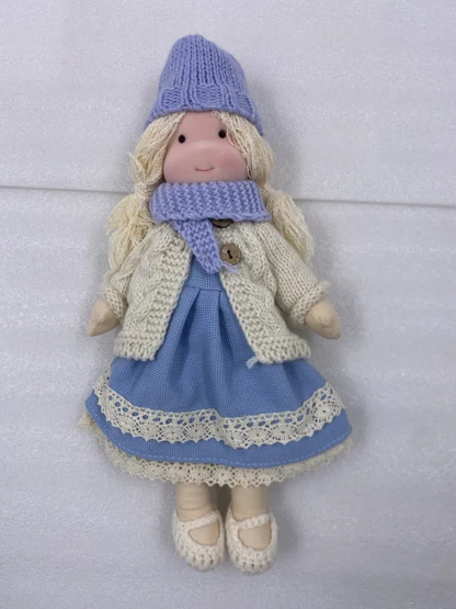 Handcrafted Waldorf-Style Doll with Soft Fabric Body and Knit Clothing for Imaginative Play