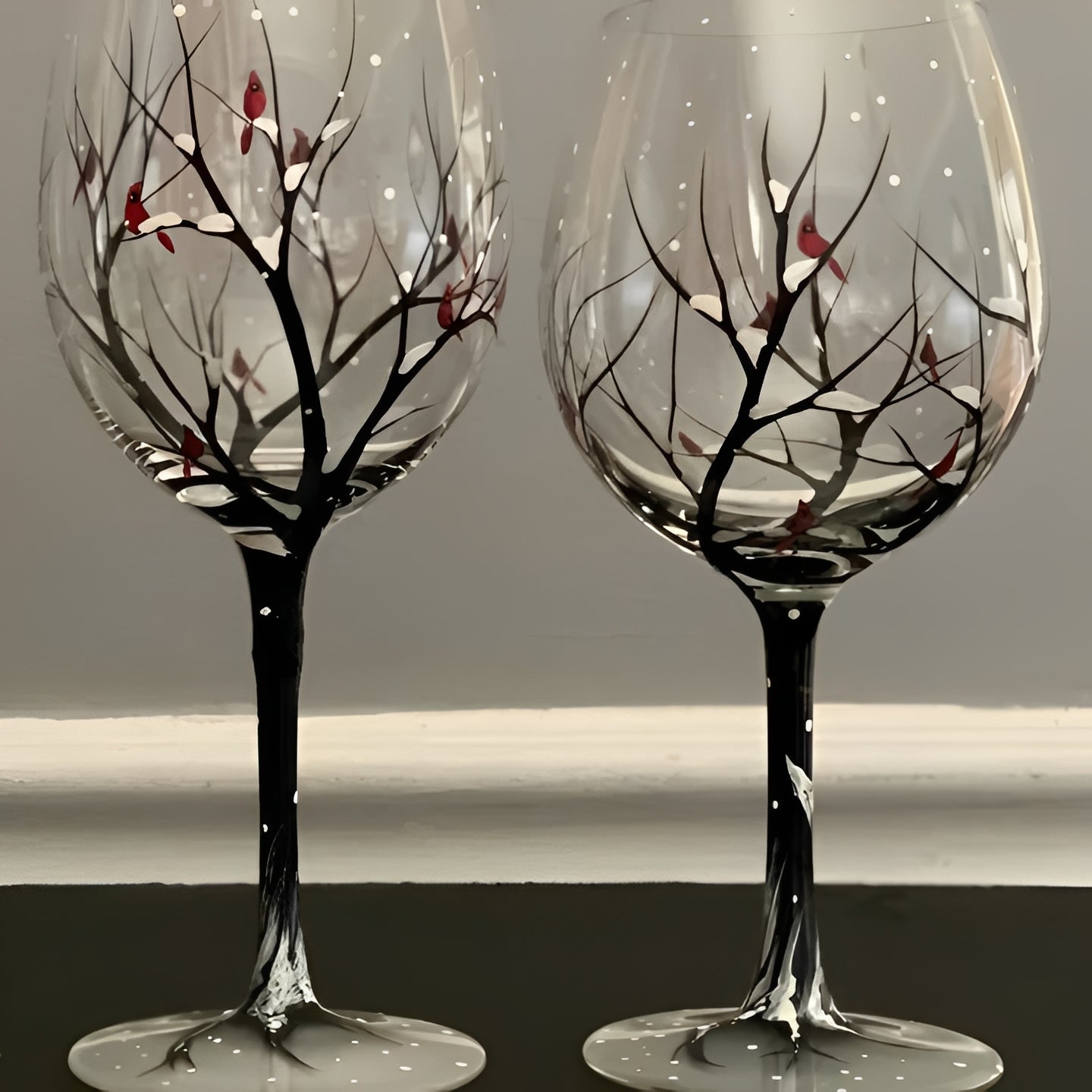 Copa de vino Árbol de las Estaciones a color 12oz