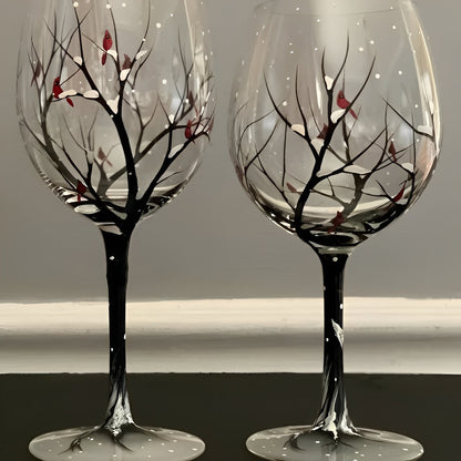 Copa de vino Árbol de las Estaciones a color 12oz
