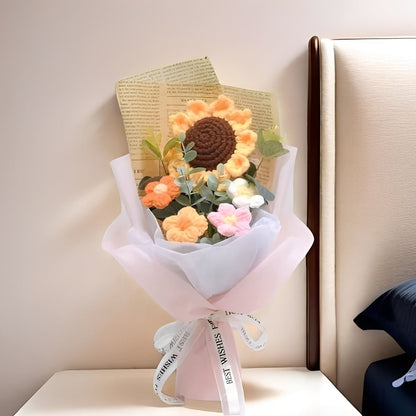 Hermoso arreglo de regalo de flores de ganchillo floral