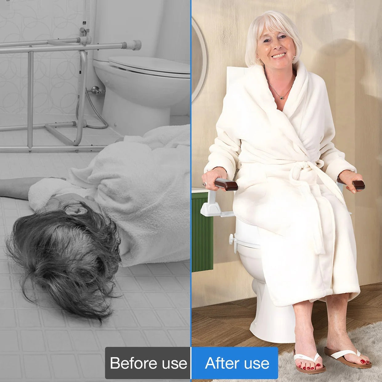 Barra de apoyo resistente para baño con asas de soporte