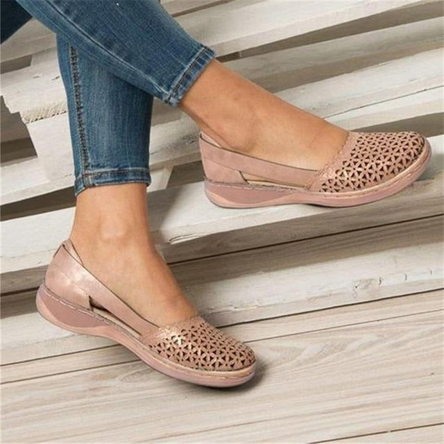 Wide-Fit Ballet Flats for Bunion Relief – Soft Leather Upper with Hidden Heel Support for Comfortable All-Day Wear