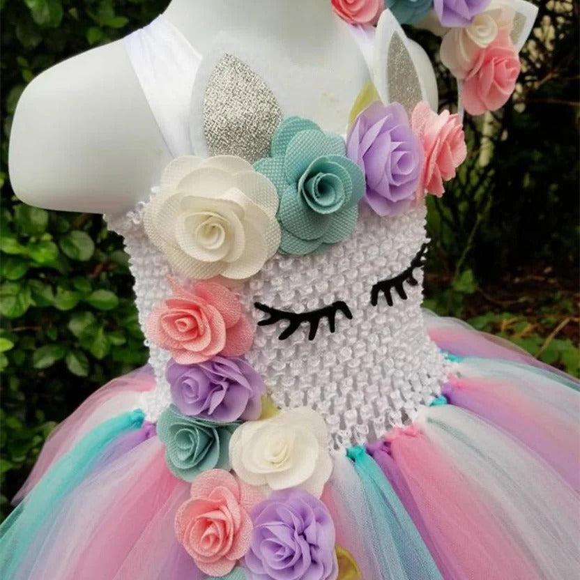 Tutú colorido y vestido de hada rosa para niñas