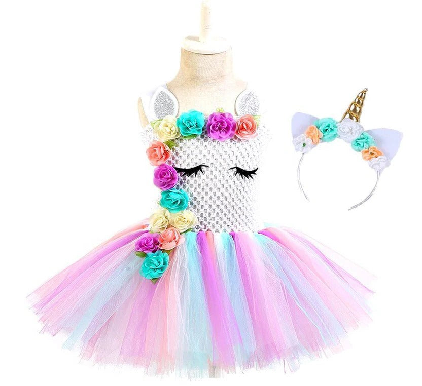 Tutú colorido y vestido de hada rosa para niñas