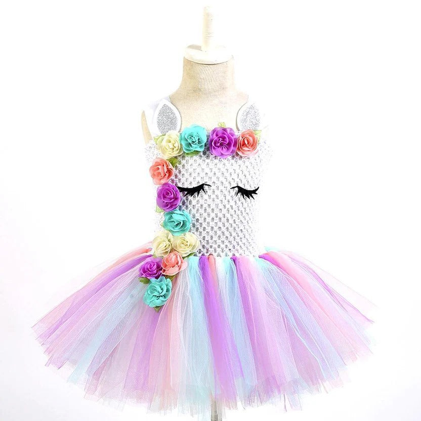 Tutú colorido y vestido de hada rosa para niñas