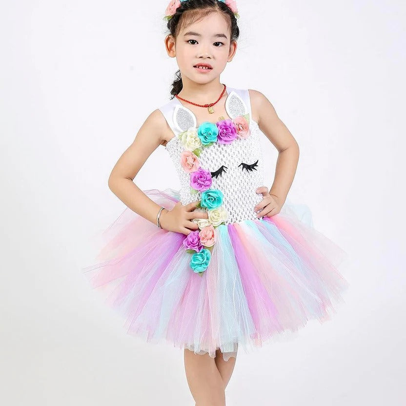 Tutú colorido y vestido de hada rosa para niñas