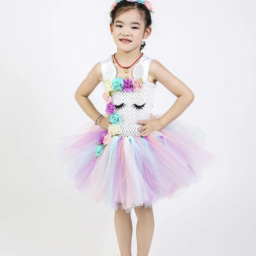 Tutú colorido y vestido de hada rosa para niñas