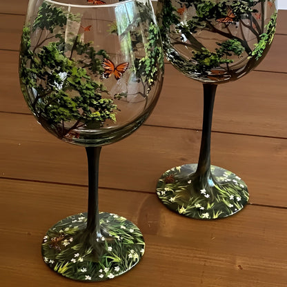Copa de vino Árbol de las Estaciones a color 12oz
