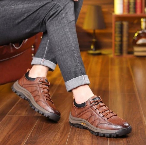 Genuine Leather Orthopedic Walking Shoes for Men – Arch Support Casual Footwear for Work & Outdoor Adventures