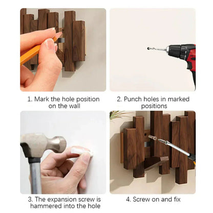 Perchero de Madera Resistente con Ganchos Modernos para Entrada