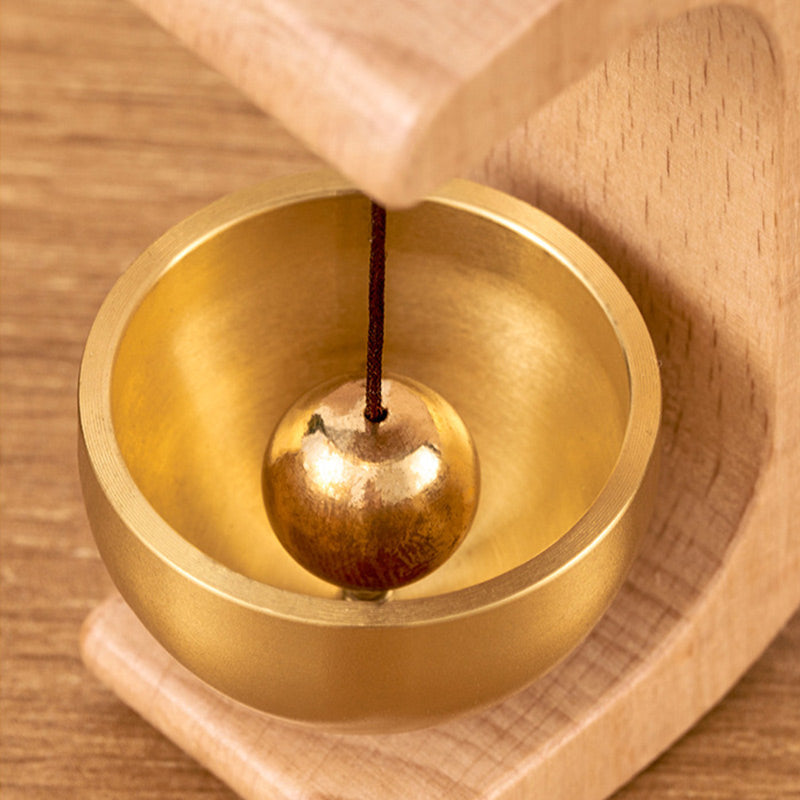 Magnetic Sound Bowl Desktop Wind Chime in Beech or Walnut Wood with C-Frame Stand for Meditation Relaxation Home Office Decor