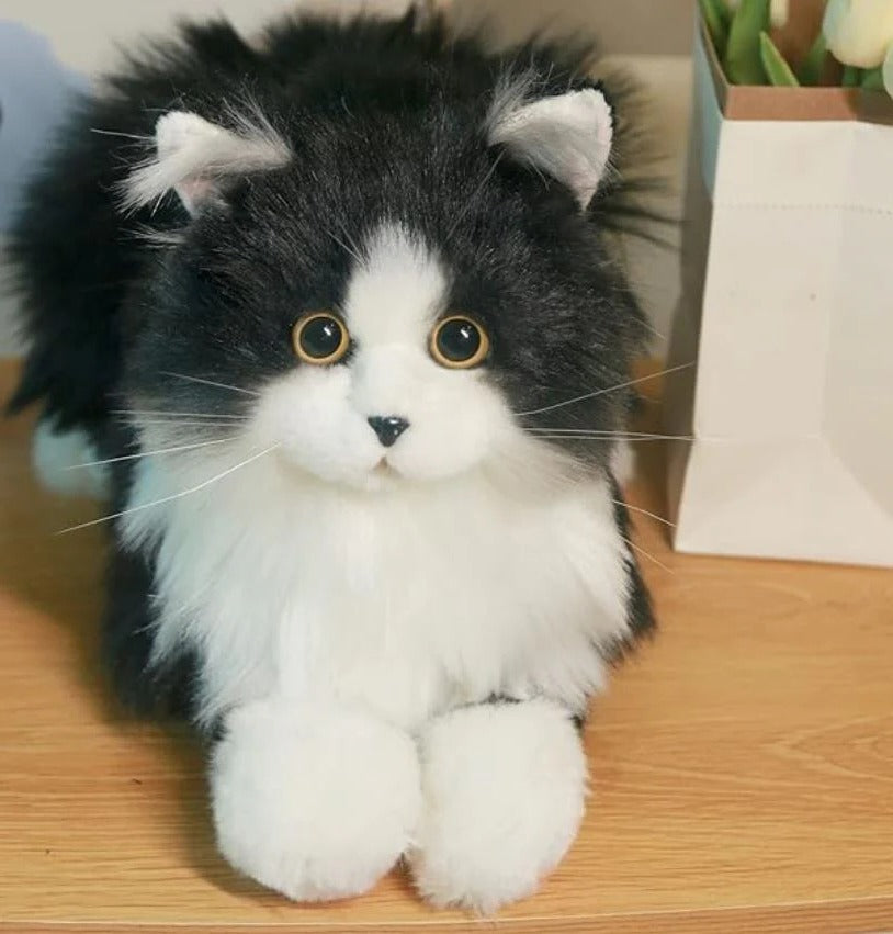 Compañero reconfortante | Gato de peluche realista con textura suave | Ideal para la relajación y el confort