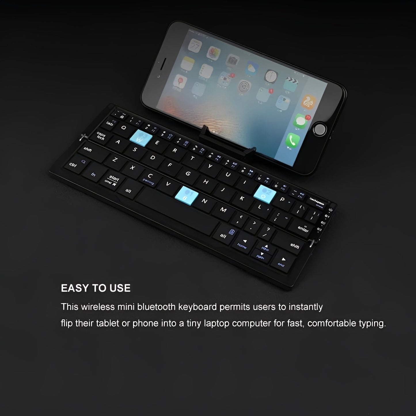 Teclado Bluetooth Plegable Compacto con Soporte
