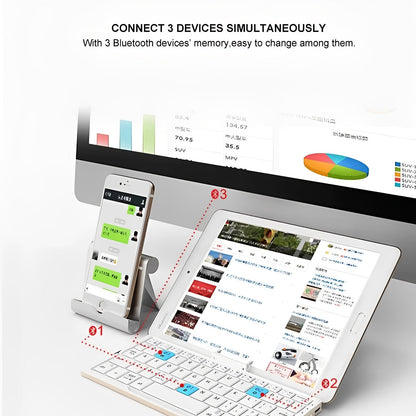Teclado Bluetooth Plegable Compacto con Soporte