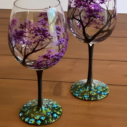 Copa de vino Árbol de las Estaciones a color 12oz