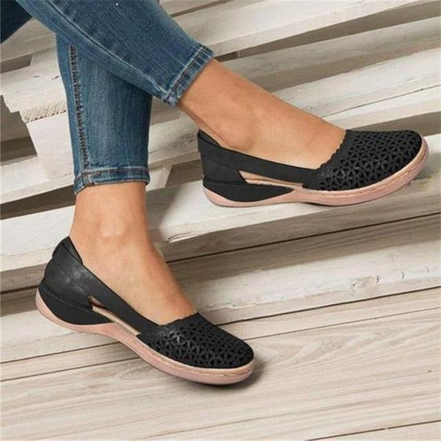 Wide-Fit Ballet Flats for Bunion Relief – Soft Leather Upper with Hidden Heel Support for Comfortable All-Day Wear