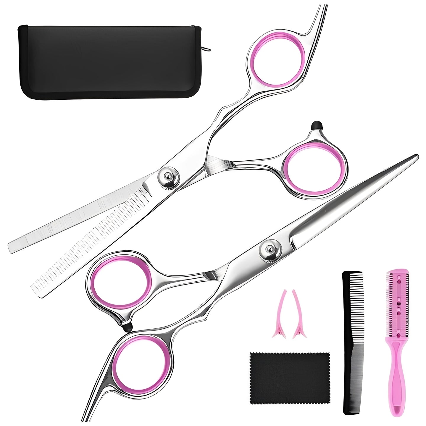 Kit de corte de cabello prémium con tijeras de entresacado y accesorios