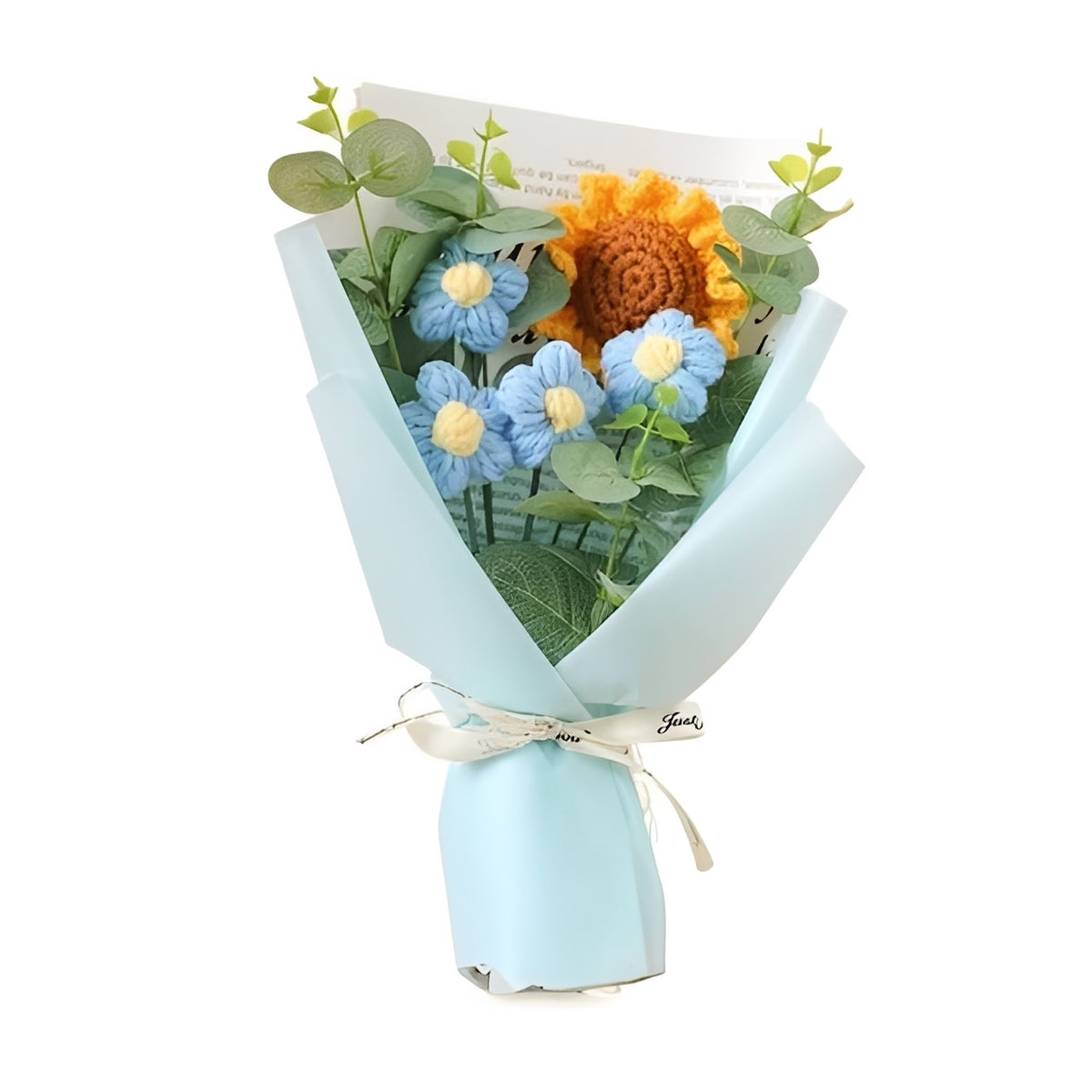 Hermoso arreglo de regalo de flores de ganchillo floral