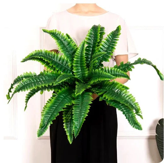 Decoración de planta de helecho verde realista para exteriores