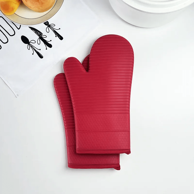 Silicone Oven Mitts 13 Inch Heat-Resistant Kitchen Gloves for Cooking Grilling Baking Non-Slip Grip BBQ Safety Protection Hot Pan Handling