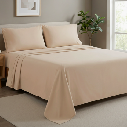 Temperature-Regulating Bamboo Viscose Sheet Set with Stay-Put Deep Pockets – Full, Queen & King Available