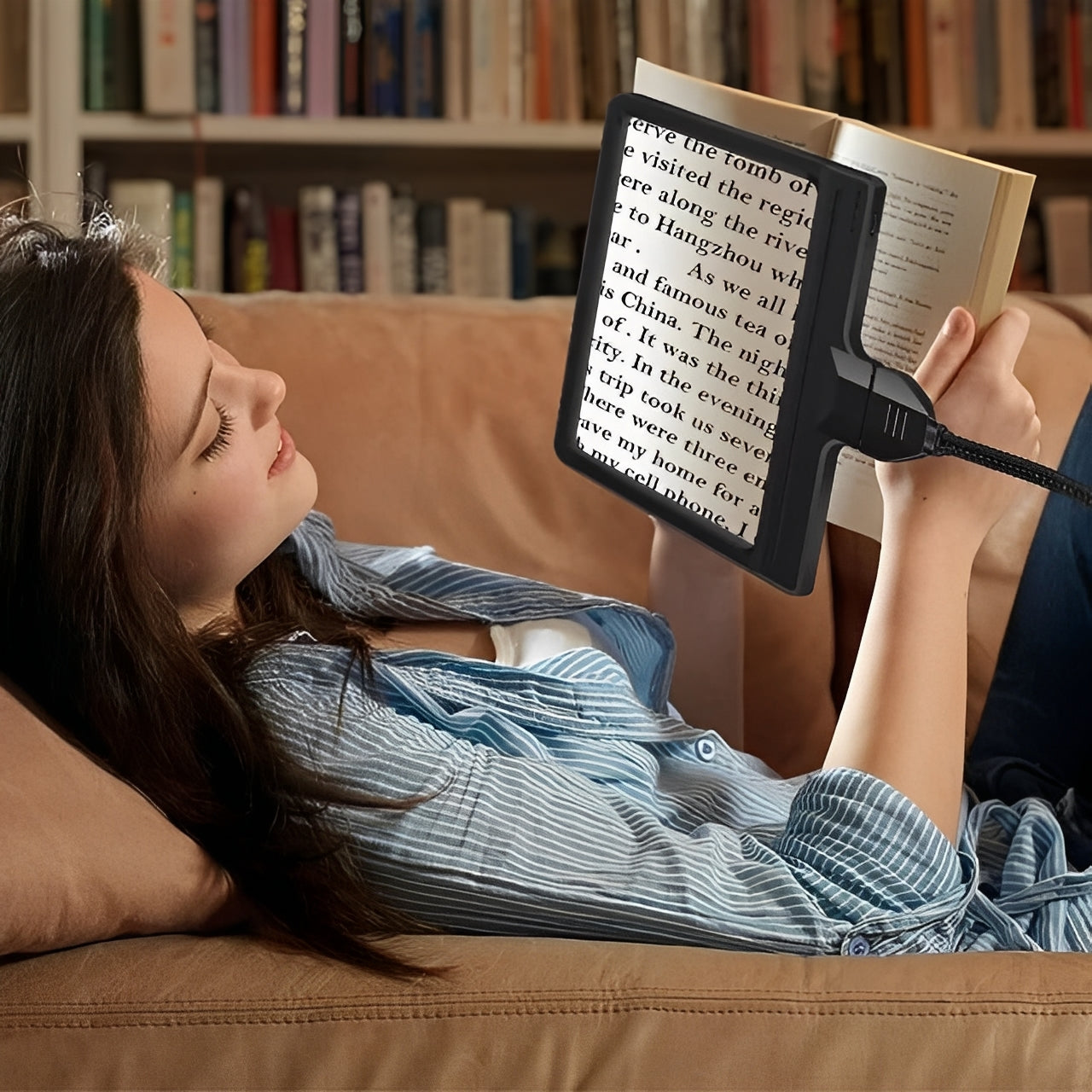 Lupa de escritorio LED portátil con gran área de visualización