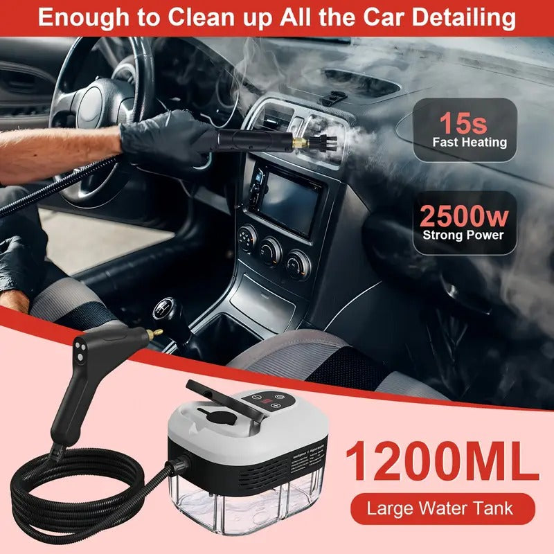 High-Pressure Steam Cleaner 2500W 221°F with 5 Brush Heads 6-Speed Adjustable for Home Kitchen Bathroom Car Furniture Appliances Deep